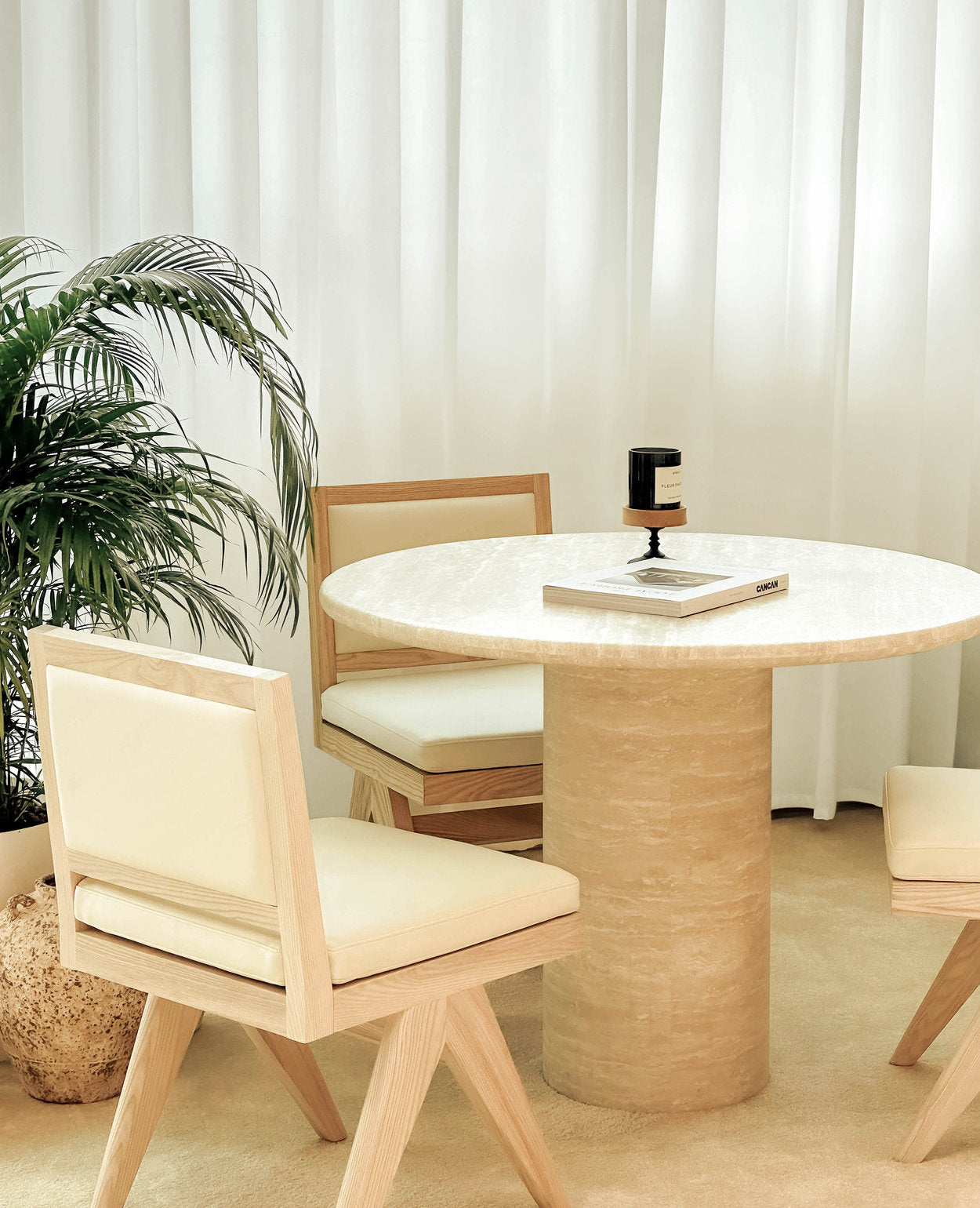 Kloss Travertine Round Dining Table – CANCAN