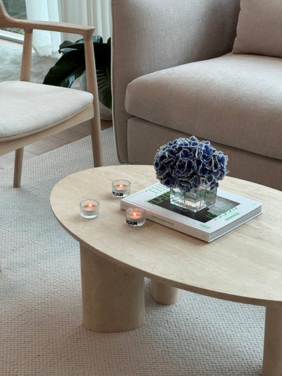 Clint Oval Travertine Coffee Table