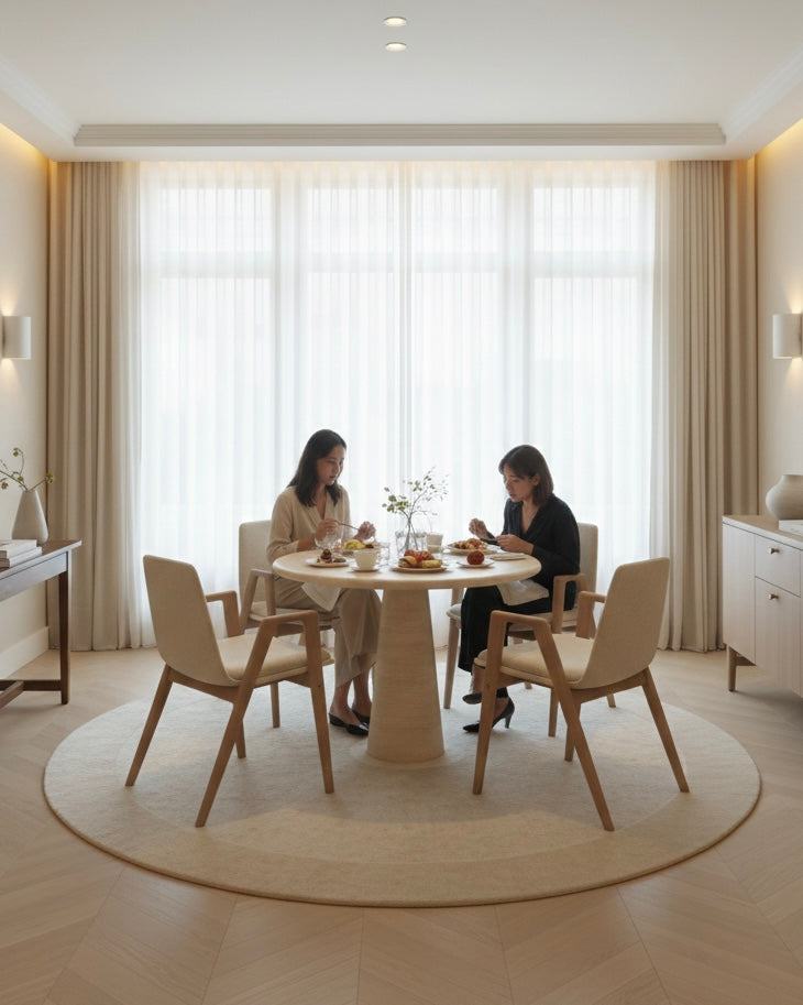 Elise Round Travertine Dining Table