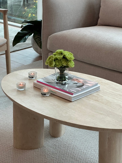 Clint Oval Travertine Coffee Table