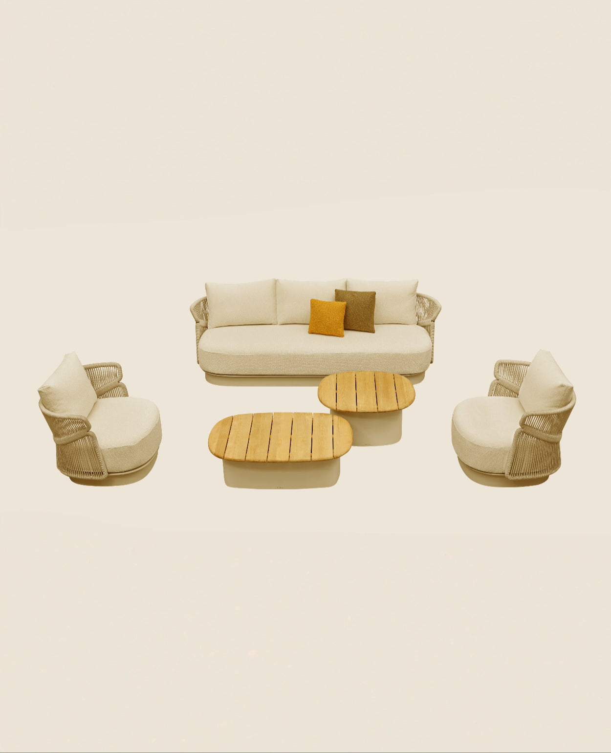 AIO Outdoor Lounge Set – Design by Claudio Bellini with Teak & Rope Accents