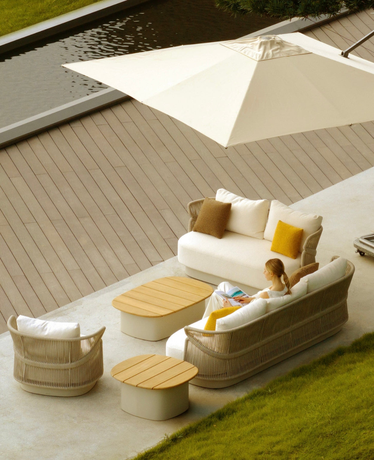 AIO Outdoor Lounge Set – Design by Claudio Bellini with Teak & Rope Accents