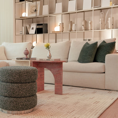 ARC Modular Travertine Coffee Table – Rosso & Ivory