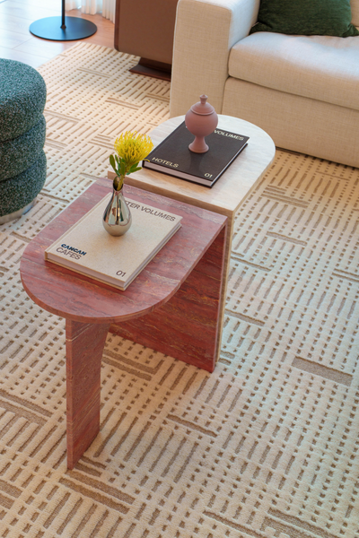 ARC Modular Travertine Coffee Table – Rosso & Ivory
