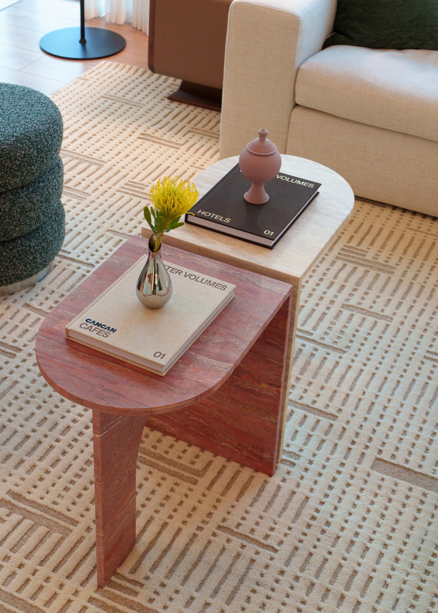 ARC Petite Side Table – Ivory Travertine