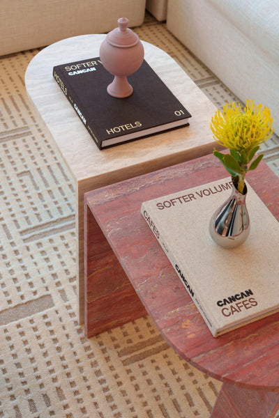 ARC Petite Side Table – Ivory Travertine