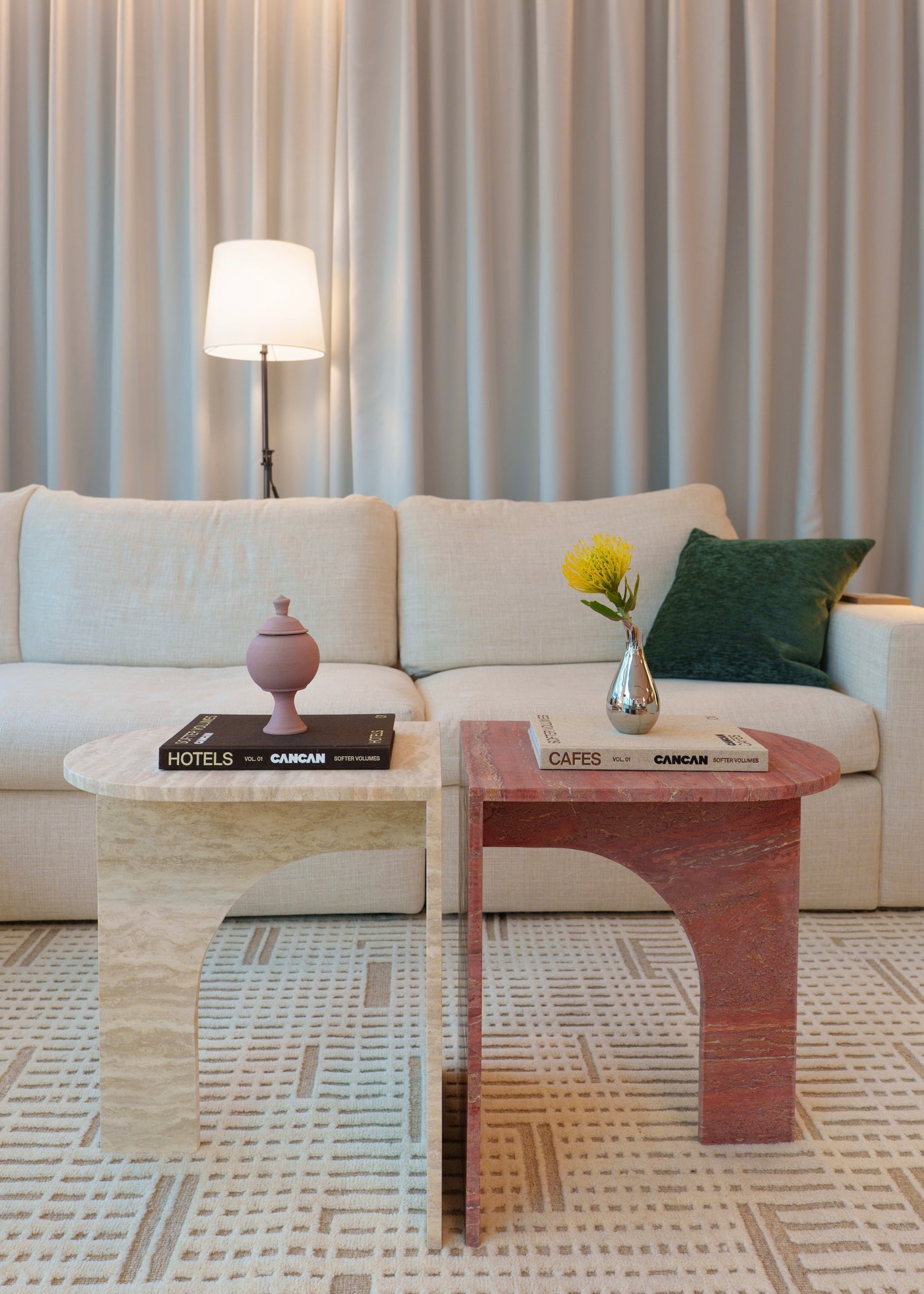 ARC Petite Side Table – Ivory Travertine