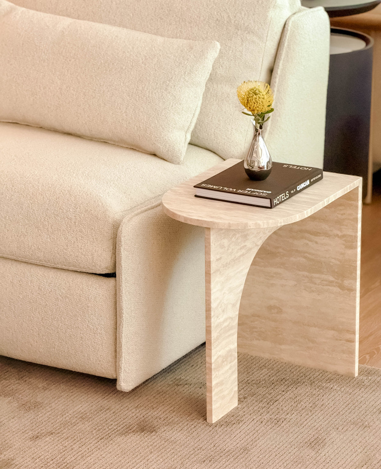 [NEW] ARC Petite Side Table – Ivory Travertine