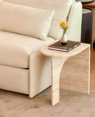 [NEW] ARC Petite Side Table – Ivory Travertine