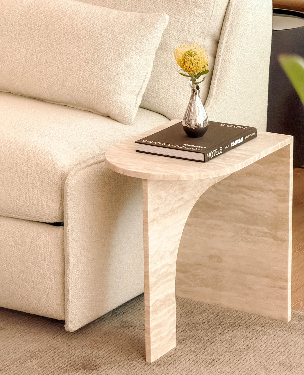 ARC Petite Side Table – Ivory Travertine