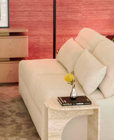 [NEW] ARC Petite Side Table – Ivory Travertine