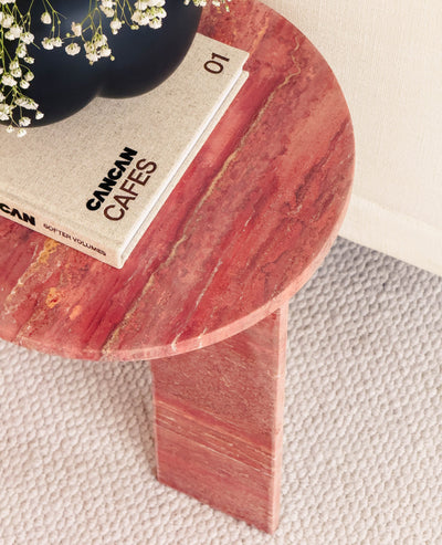 [NEW] ARC Petite Side Table – Rosso Travertine