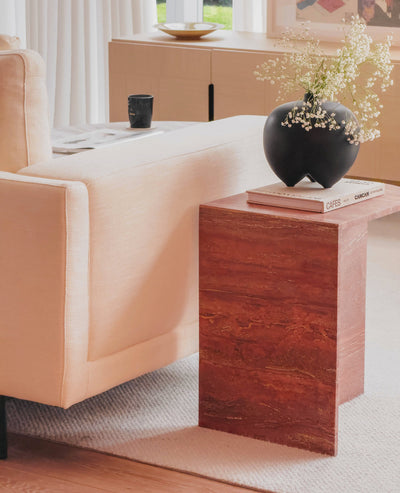 [NEW] ARC Petite Side Table – Rosso Travertine