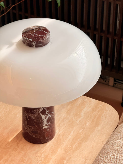 Amiris Table Light – Rosso Levanto Marble + Frosted Glass