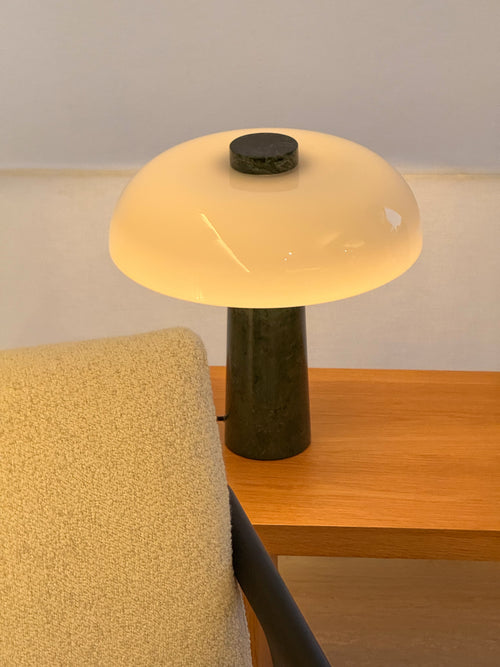 Amiris Table Light – Green Marble + Frosted Glass