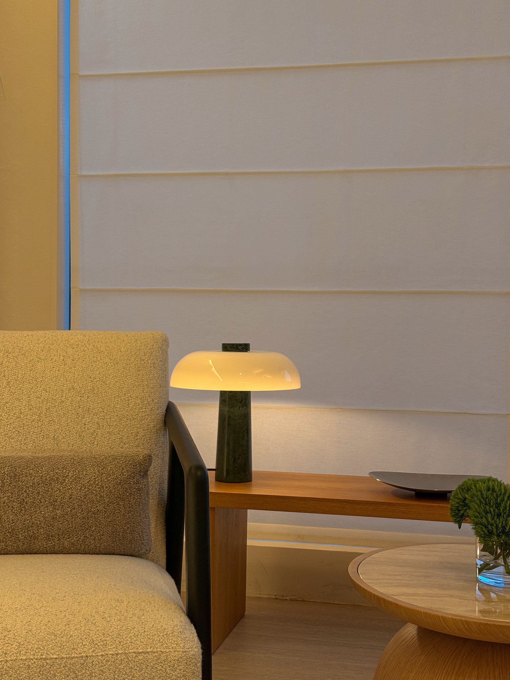 Amiris Table Light – Green Marble + Frosted Glass