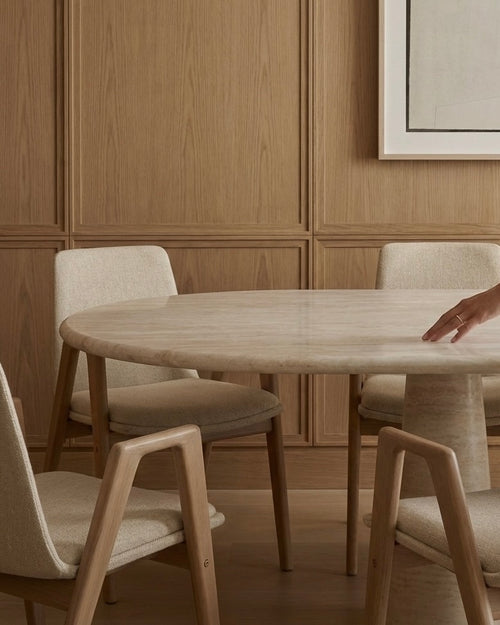 Elise Round Travertine Dining Table