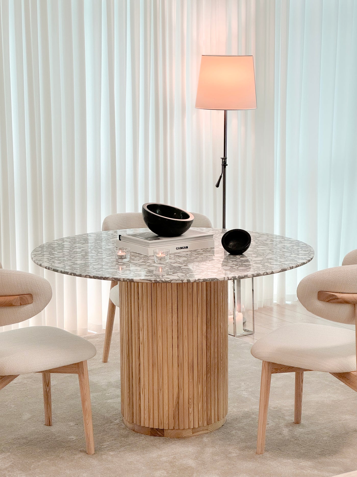 Brighton Round Dining Table with Terrazzo top (Dove grey)