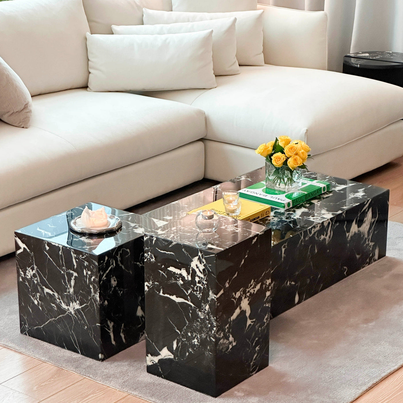 Kado Natural Grand Antique Marble Coffee Table (Set of 3)