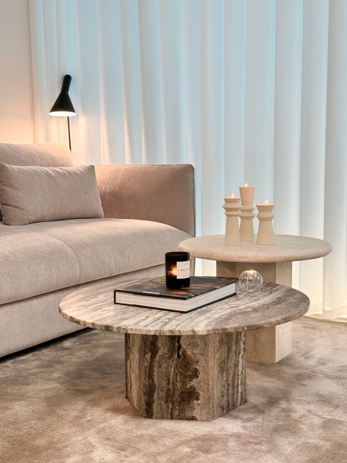 Rivoli & Paloma Travertine Coffee Table - Nesting Pair