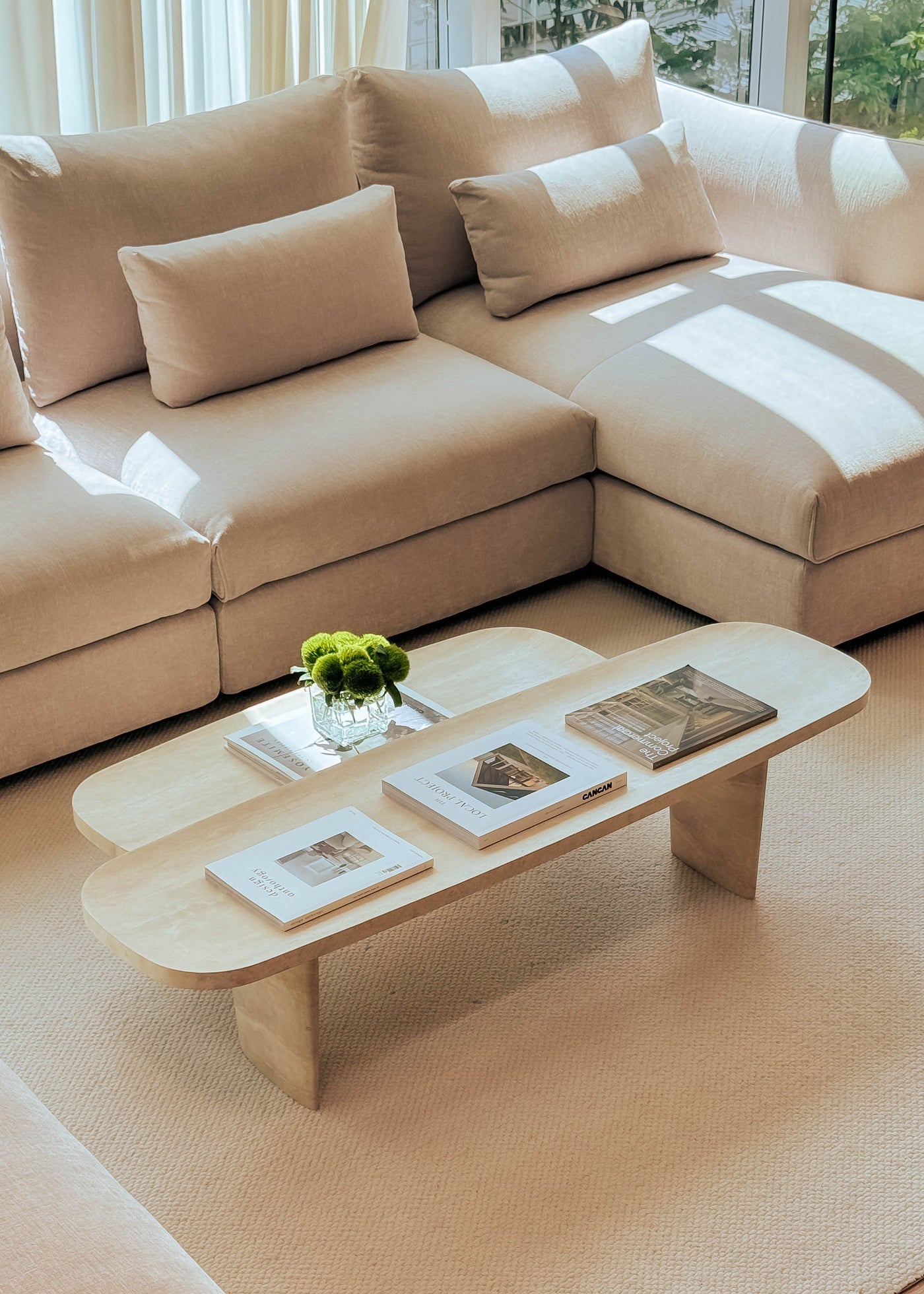 Forma Travertine Coffee Table - Nesting Pair