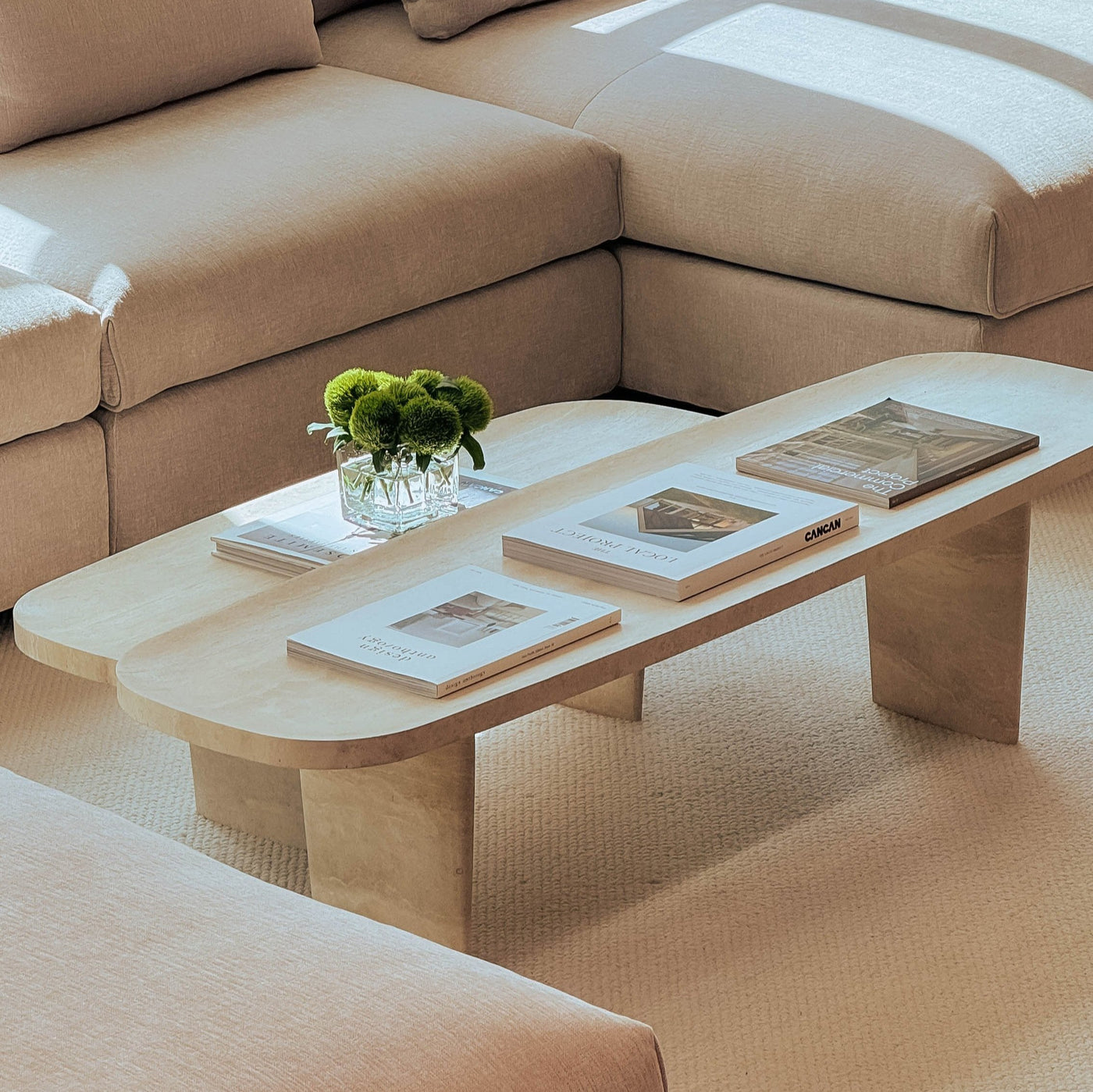 Forma Travertine Coffee Table - Nesting Pair