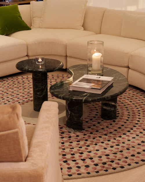 Vesper Marble Coffee Table Set in Italian Verde Alpi Marble