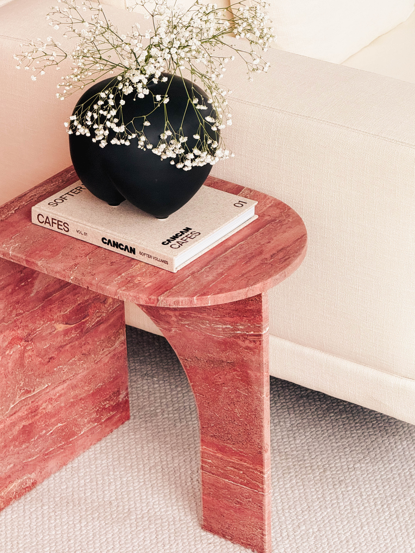 ARC Petite Side Table – Rosso Travertine