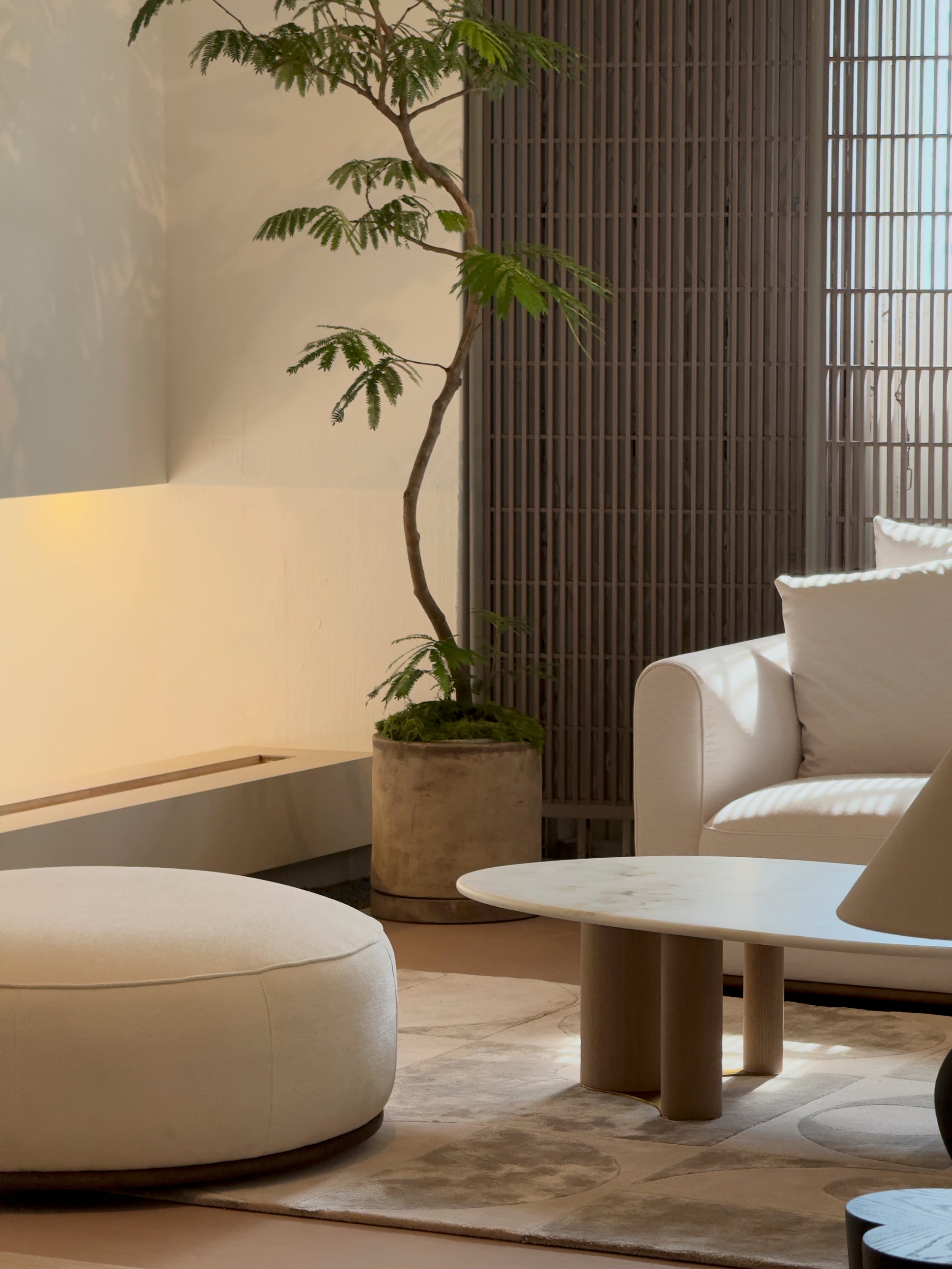 Eden Marble Coffee Table - White Jade marble with white-wash wood legs