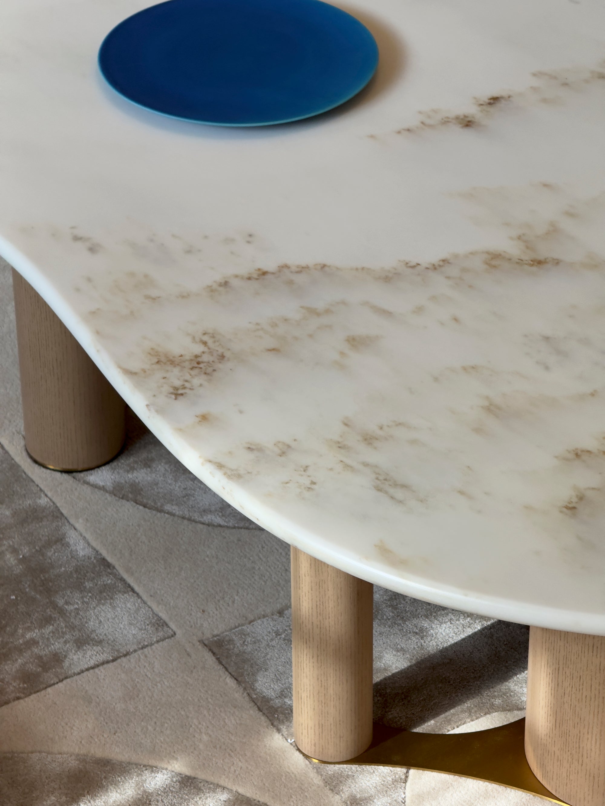 Eden Marble Coffee Table - White Jade marble with white-wash wood legs