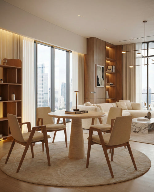 Elise Round Travertine Dining Table