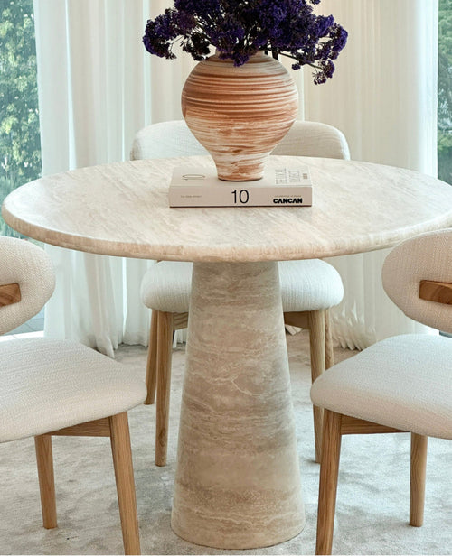 Elise Round Travertine Dining Table