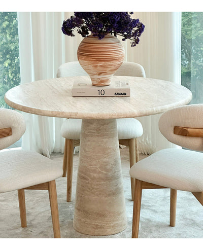 [NEW] Elise Round Travertine Dining Table