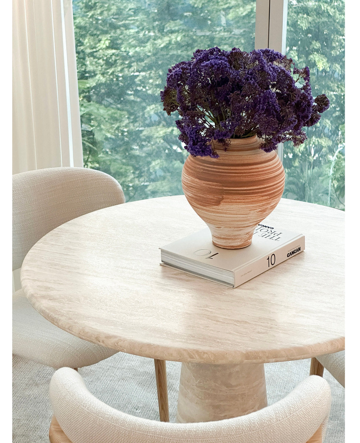 [NEW] Elise Round Travertine Dining Table