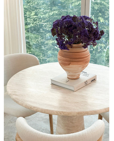 [NEW] Elise Round Travertine Dining Table