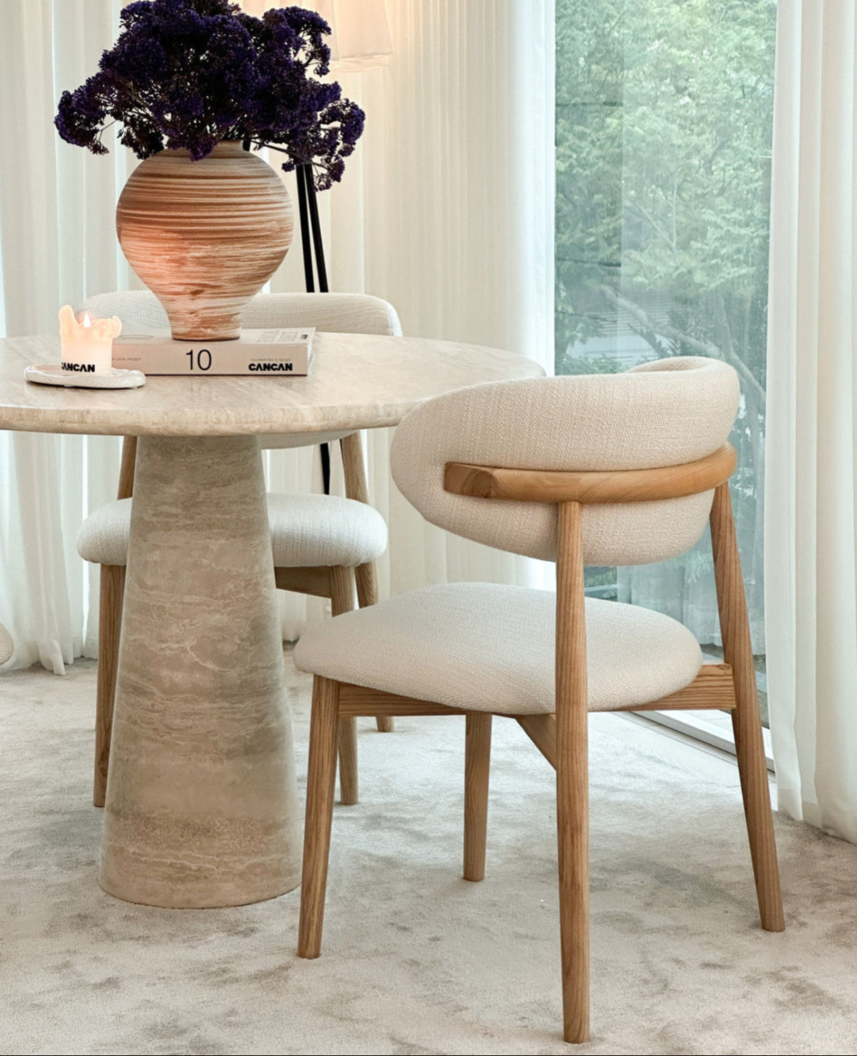 Elise Round Travertine Dining Table