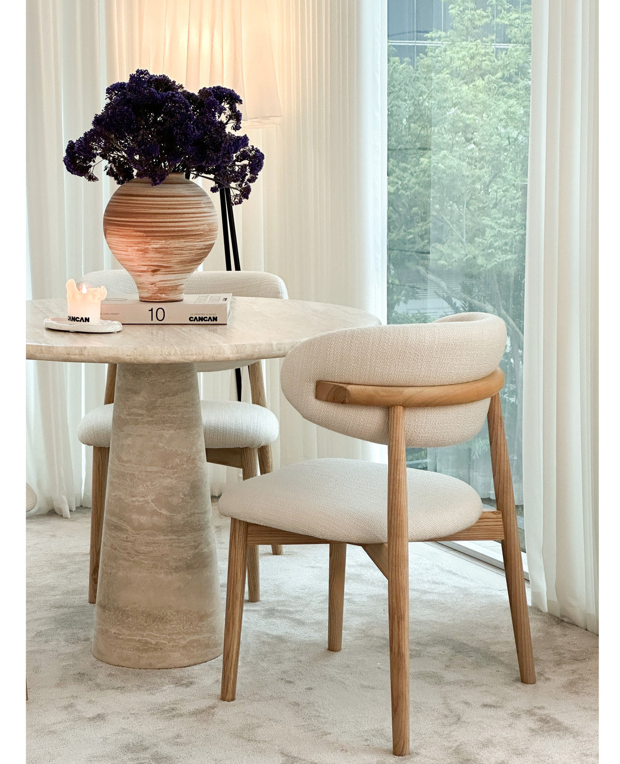 [NEW] Elise Round Travertine Dining Table