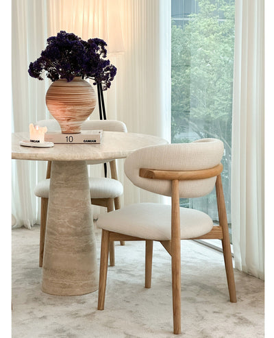 [NEW] Elise Round Travertine Dining Table