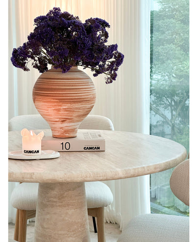 [NEW] Elise Round Travertine Dining Table