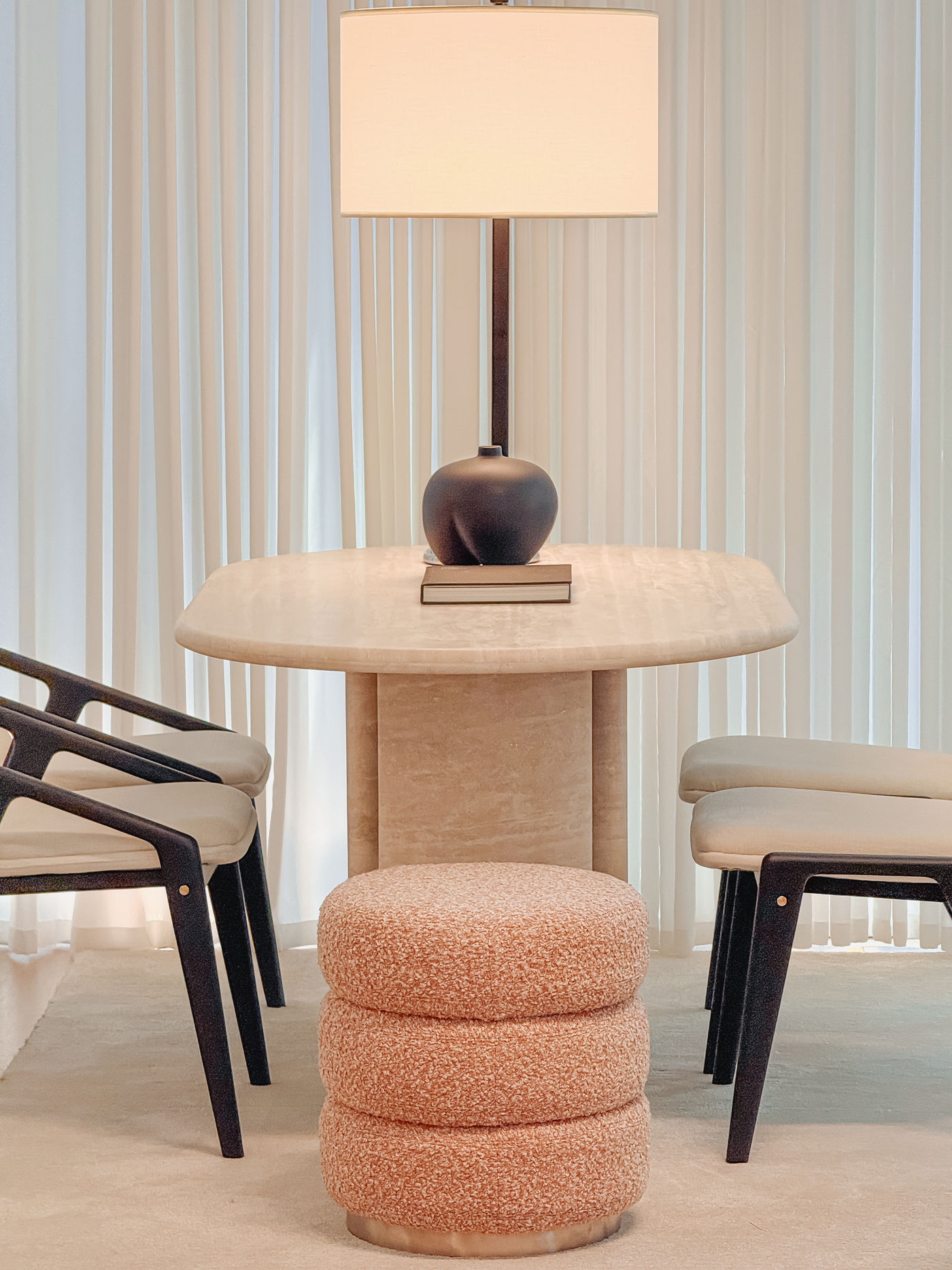 FORD TRAVERTINE DINING TABLE