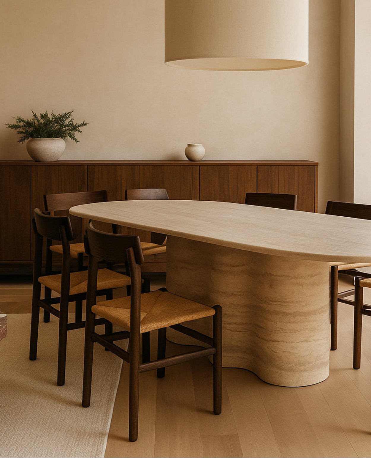 [NEW] Rivage Travertine Dining Table – Sculptural Elegance for Modern Homes