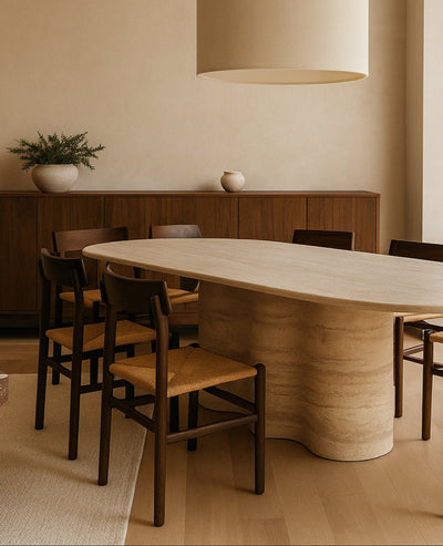 [NEW] Rivage Travertine Dining Table – Sculptural Elegance for Modern Homes