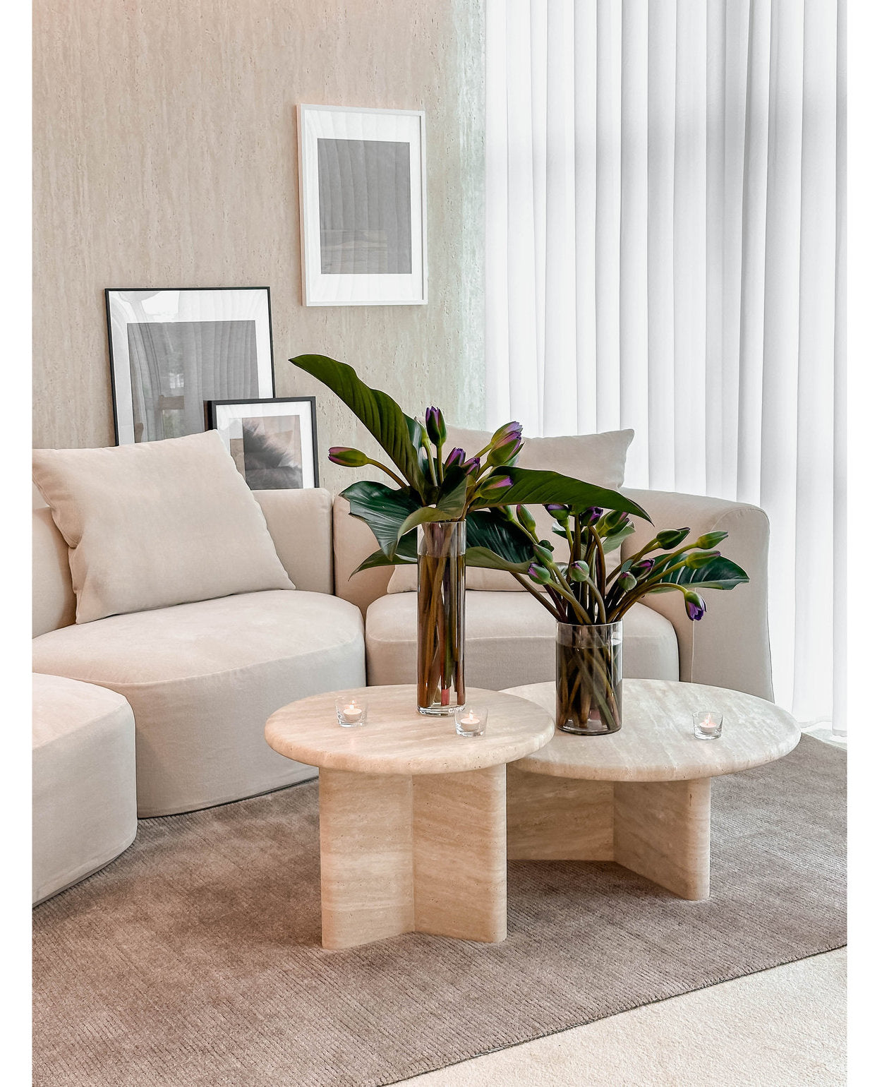 [NEW] Flair Travertine Coffee Table - Nesting Pair