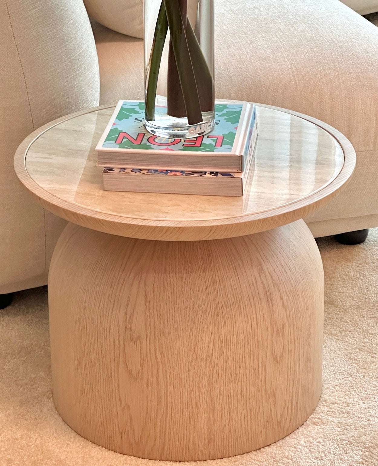 Flintor Travertine Round Coffee Table