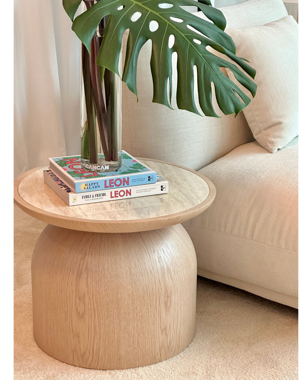 [NEW] Flintor Travertine Round Coffee Table