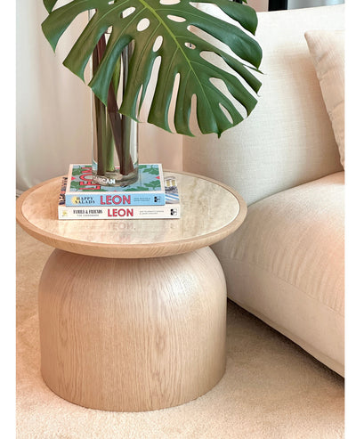 [NEW] Flintor Travertine Round Coffee Table