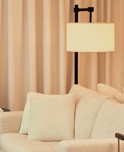 [NEW] Florian Floor Lamp – Linen Shade with Black Steel Frame