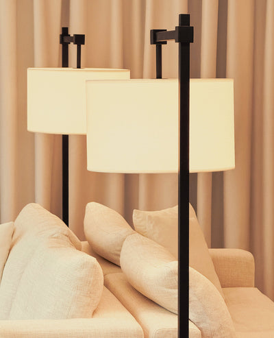 [NEW] Florian Floor Lamp – Linen Shade with Black Steel Frame