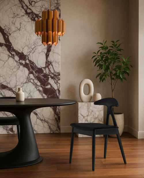 Forma Dining Chair – Sculpted Comfort in Architectural Form - Matte Black