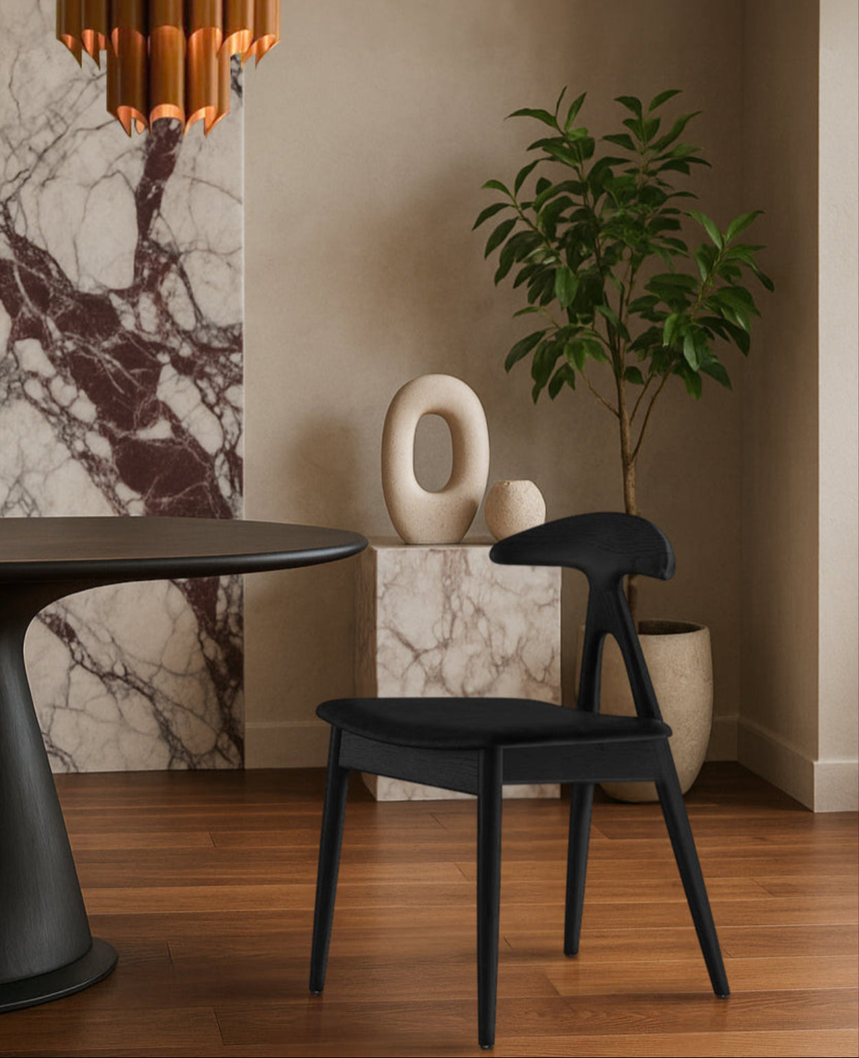 Forma Dining Chair – Sculpted Comfort in Architectural Form - Matte Black
